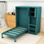 Lit simple escamotable mural avec armoire supérieure, bureau extensible et tablettes-1676965214