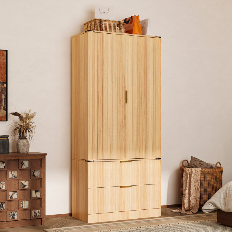 Garde-robe à 2 portes et à 2 tiroirs avec rangement solide