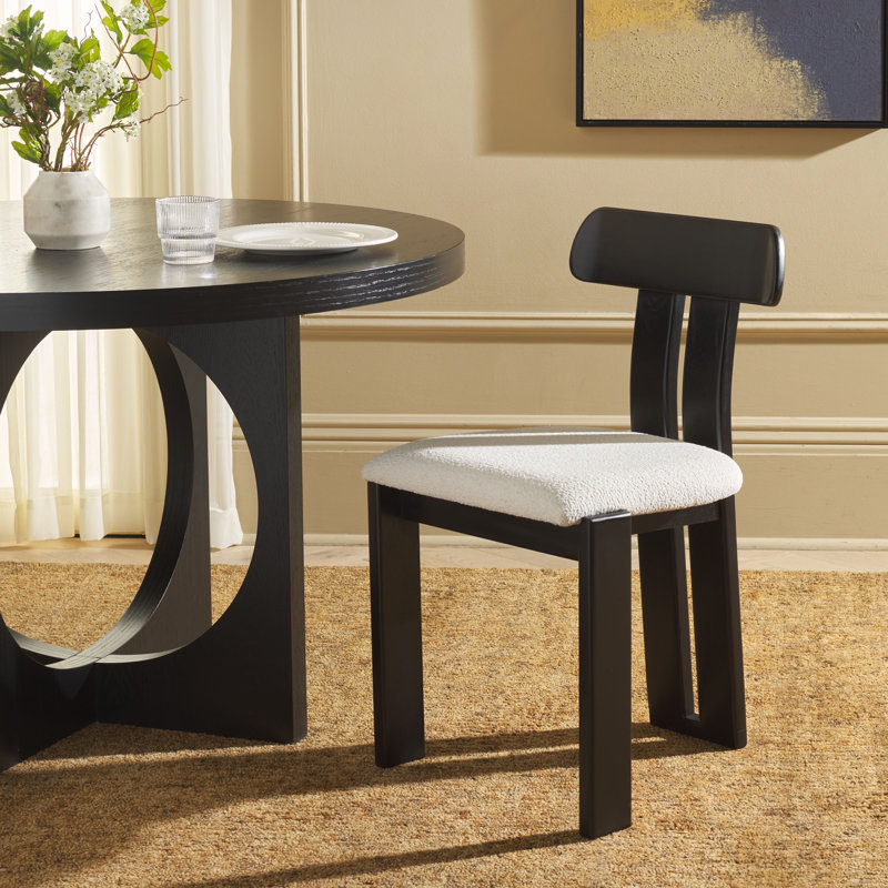 Keokuk Boucle Seat Dining Chair, Cream/Black