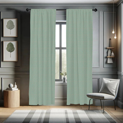 Fish Scale Geometric Semi-Sheer Rod Pocket Curtain Panels