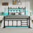 Metal Platform Bed Frame with Built-in Charging Station & LED Lights, Vintage Style Headboard and Footboard-977787670-977787659