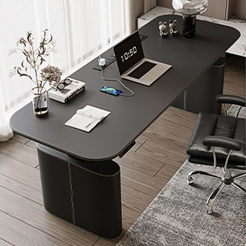 Bureau debout noir en bois manufacturé, H 46,85 po x l 55,12 po x P 27,56 po