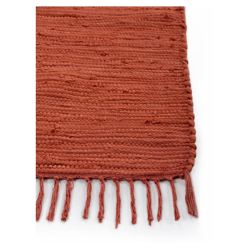 Chindi Uni Solid Colour Hand Crafted Hand Braided Orange Area Rug, Rectangle 160 x 230cm