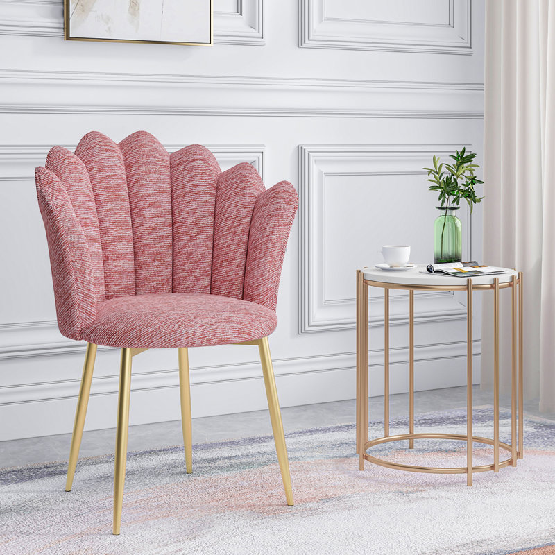 Upholstered Swivel Side Chair, Pink Chenille