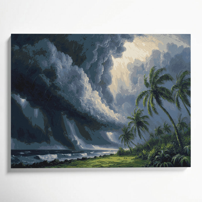 Toile grise hawaïenne avec nuages gris, 11" H x 14" W