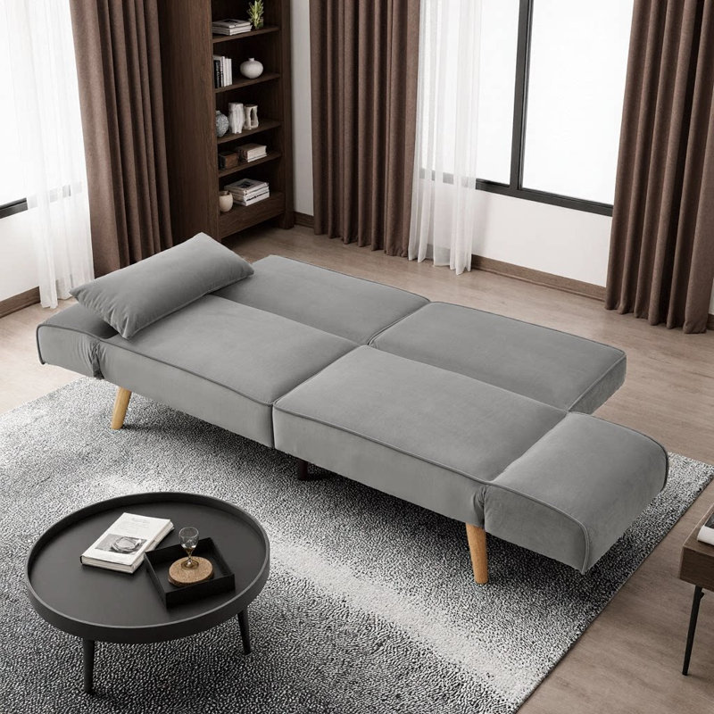 72.8" Convertible Futon Sofa Bed – Navy Blue Velvet, Adjustable Recliner Sleeper Couch, 3‑in‑1 Split Back, 5‑Position Armrests – Compact Sofa Bed for Small Spaces, Living Room, Bedroom, or Apartment