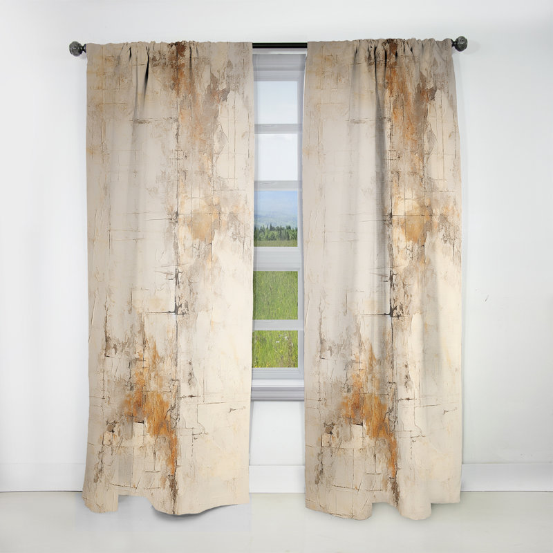 Beige Christianity Cross Of Jesus - Modern Room Darkening Abstract Curtain - 1 Panel, L 52 po x L 95 po