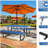 72" Expanded Metal Rectangular Picnic Table, Blue With Umbrella Hole