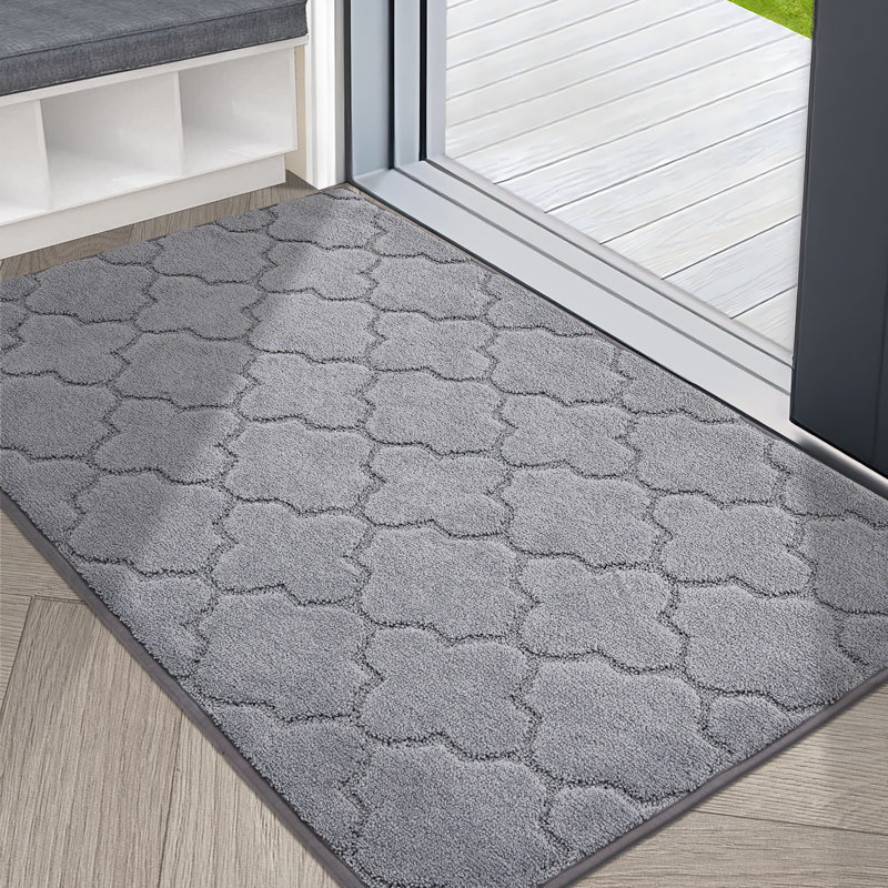 Non-Slip Geometric Doormat, Grey, 91.4cm W x 152.4cm L