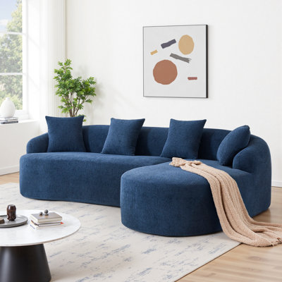 L-shape Sectional Sofa With Curved Chaise Modular Chenille Couch For Living Room