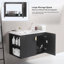 Meuble-lavabo mural avec lavabo et tablette de rangement ouverte à gauche-108300576