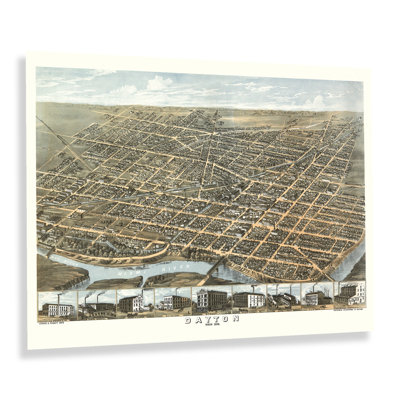 «1870 Dayton Ohio Map Wall Art» sur papier