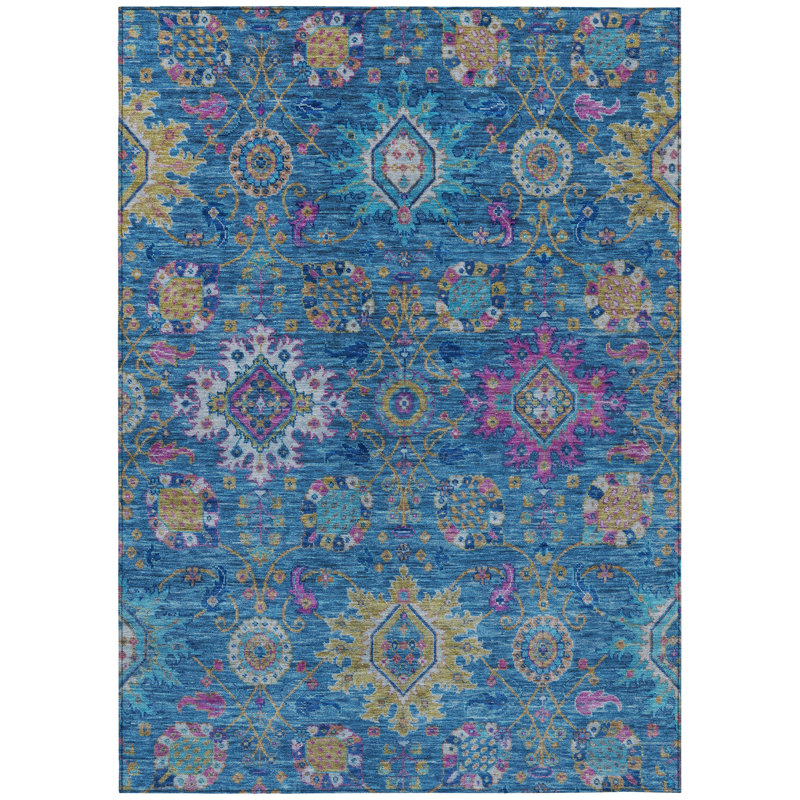 Machine Washable Indoor/Outdoor Jacinto ACN2151 Medallions Rug, Rectangle 5' x 7'6"