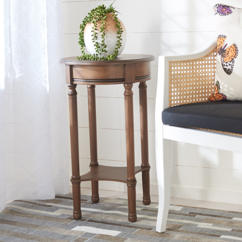 Sessa 15.8" W Round Solid Wood and Manufactured WoodEnd Table , Brown
