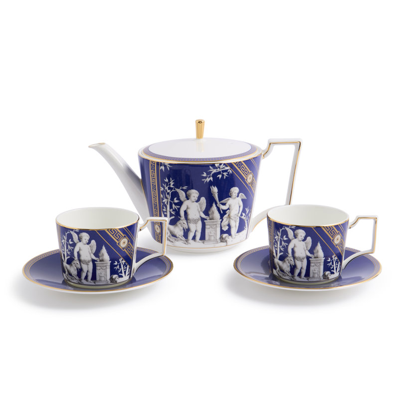Renaissance China Teapot Set Teapot, Blue/Gold