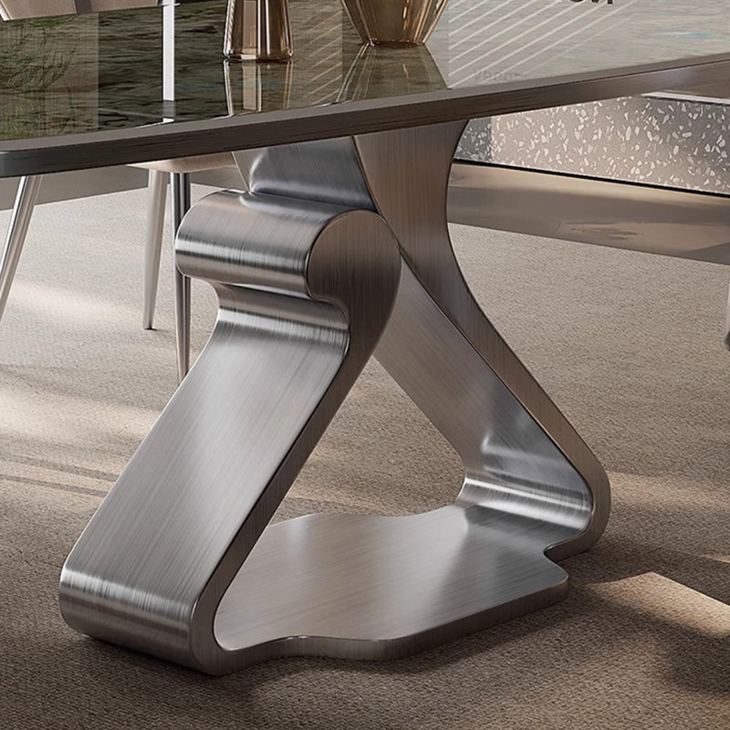 Modern Rectangular Microlite Stone Dining Table, 29.5”H x 55.1”L x 31.4”W