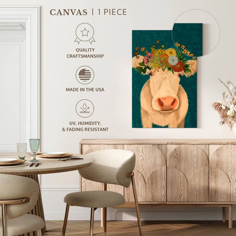 Vache Brampt crème bohémien I, H 36 po x l 24 po