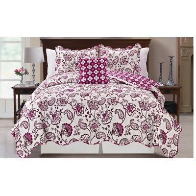 Paisley Flowers Modern & Contemporary Polyester Floral Coverlet