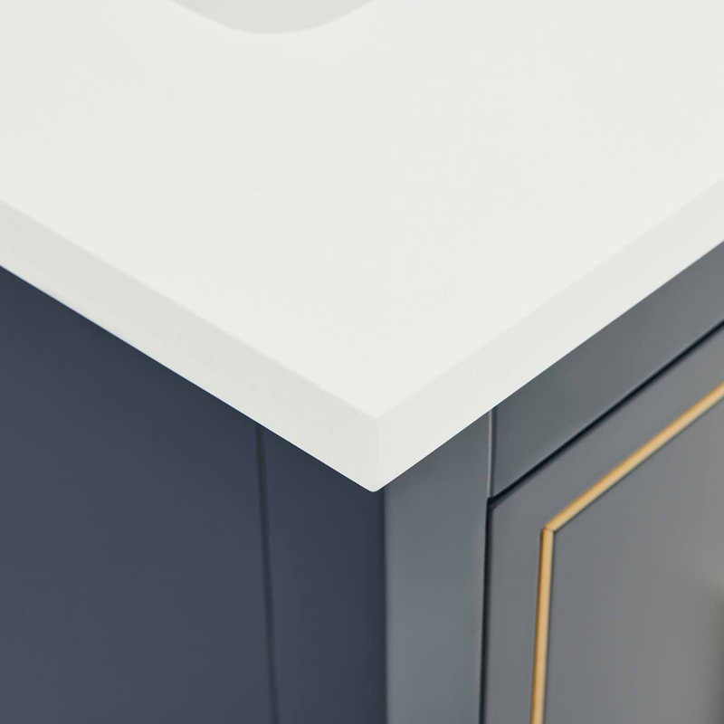 Province 24" Freestanding Standard Single Bathroom Vanity with Top, Navy/Gold, Gold Zinc Alloy