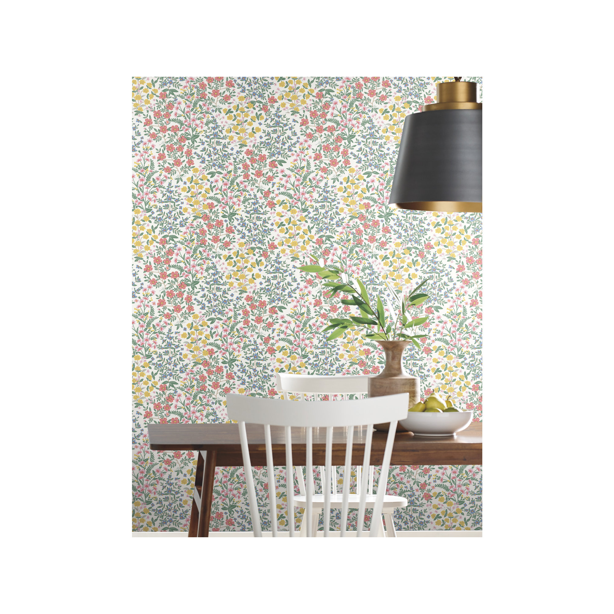 Rifle Paper Co. Wildwood Garden 27" L x 27" W Smooth Wallpaper Roll, White/Pink