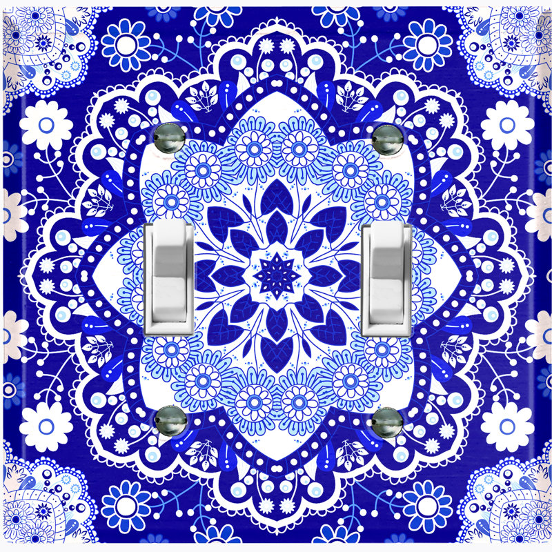 Plaque murale à interrupteur à bascule bleu Mandala