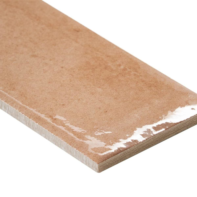 Paint 3x16 Glossy Porcelain Tile, Terracotta Brown
