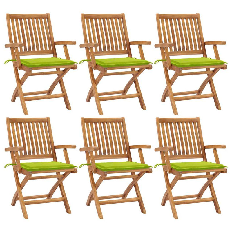 Chaise de patio pliante en teck avec coussin Annalea, With armrest, Anthracite, 8