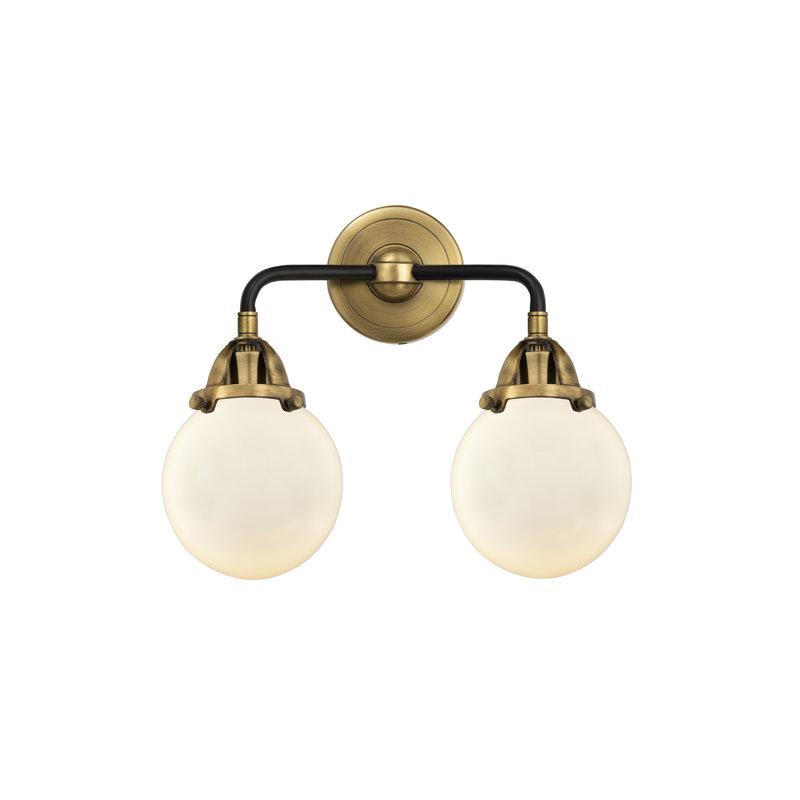 Shauna 2 - Light Vanity Light, Matte White, Incandescent, Black Antique Brass