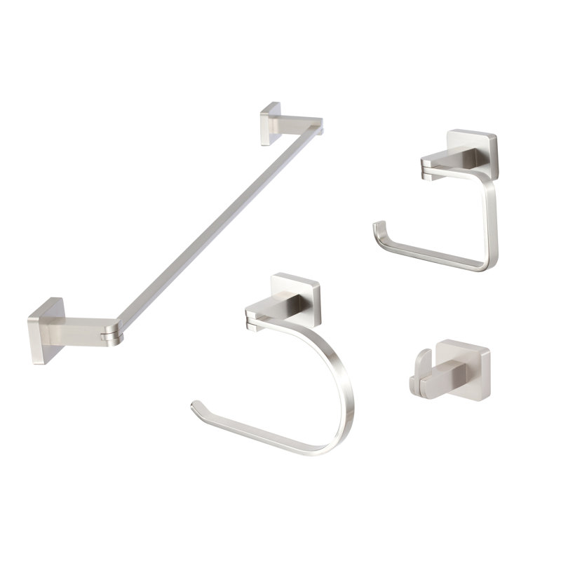 Bern 4 - Piece Bathroom Hardware Set, Satin Nickel