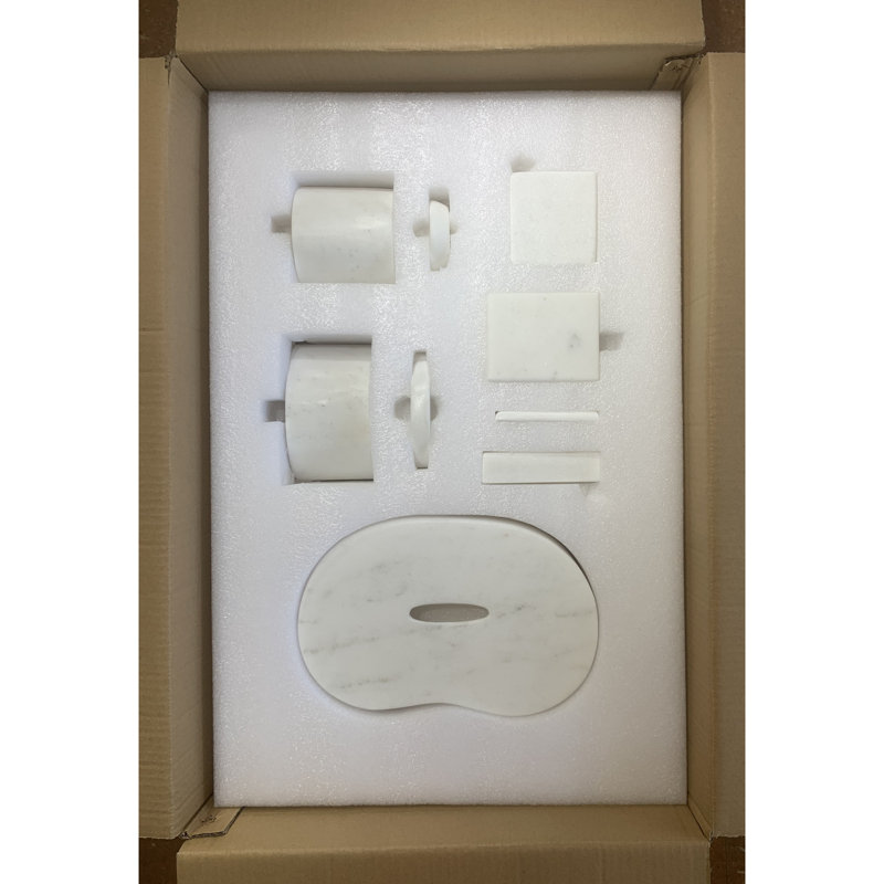 Ensemble d'accessoires de salle de bain en marbre naturel blanc naturel