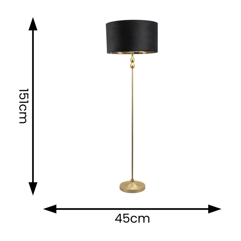 Travilah 151cm Traditional Floor Lamp, Black/Gold, Yes, Brushed