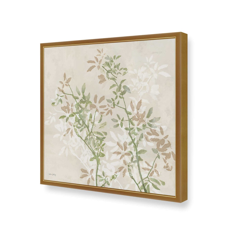 «Olive Leaf Silhouettes» par Amber Sterling, reproduction d'art, L 36 x H 36, Doré, Impression encadrée