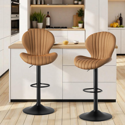 Scalloped-Back Adjustable Swivel Bar Stool