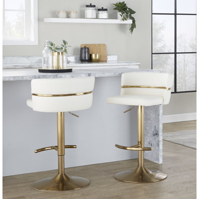 Tabouret de bar réglable en similicuir Sone avec repose-pieds arrondi en T