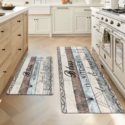 Anti-Fatigue Non-Skid Waterproof Cushioned Kitchen Mat (Set of 2)