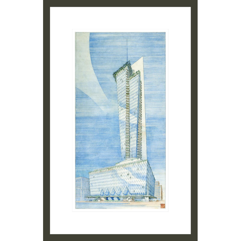 «Rogers Lacy Hotel Dallas TX (project)» par Frank Lloyd Wright, impression giclée encadrée, H 21,75 po x l 13,95 po