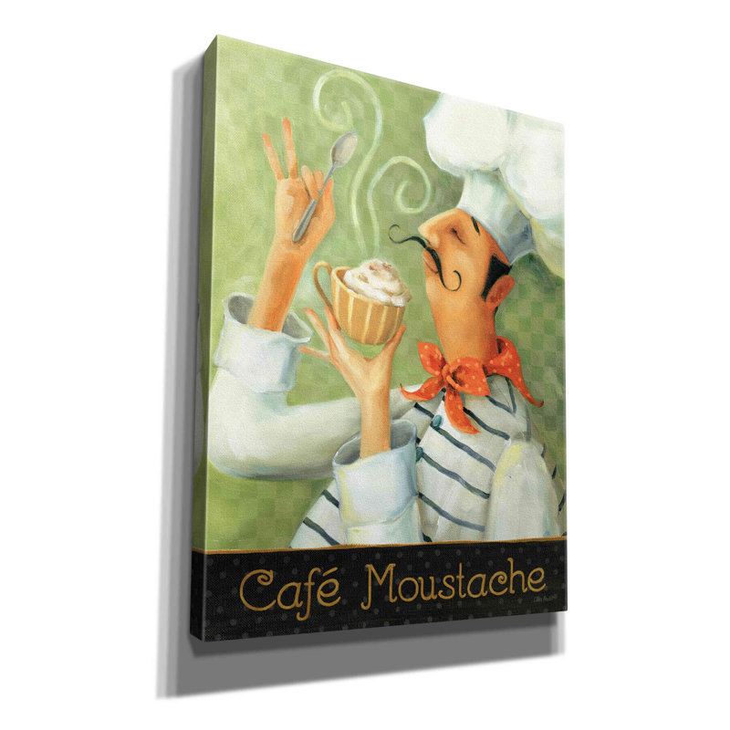 «Cafe Mustache II» par Lisa Audit, art mural sur toile, H 16 po x l 12 po x P 0,75 po