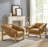 Rod 33.5'' W Tufted Full-Grain Leather Accent Leisure Lounge Armchair with Ash Wood Base-812849457