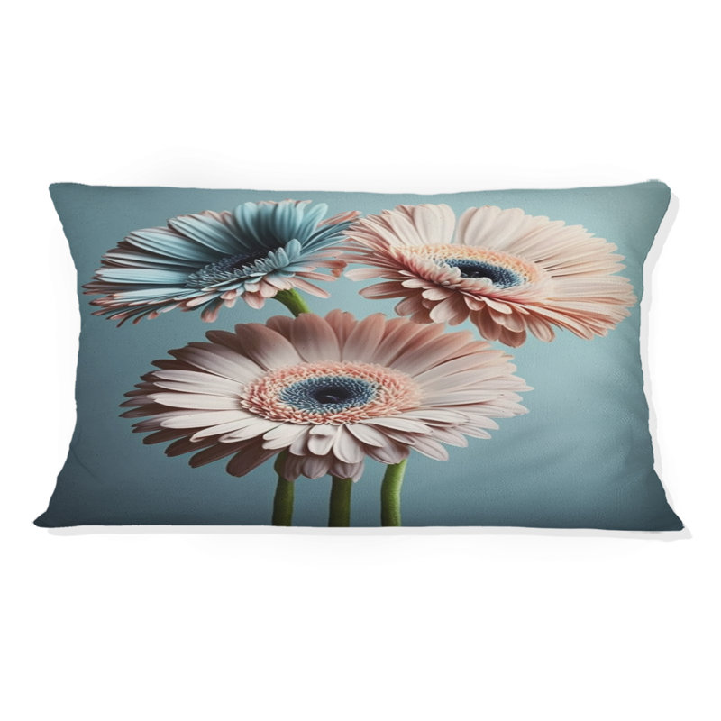 Orange Gerbera Hyper Realistic Flowers - Gerbera Printed Throw Pillow