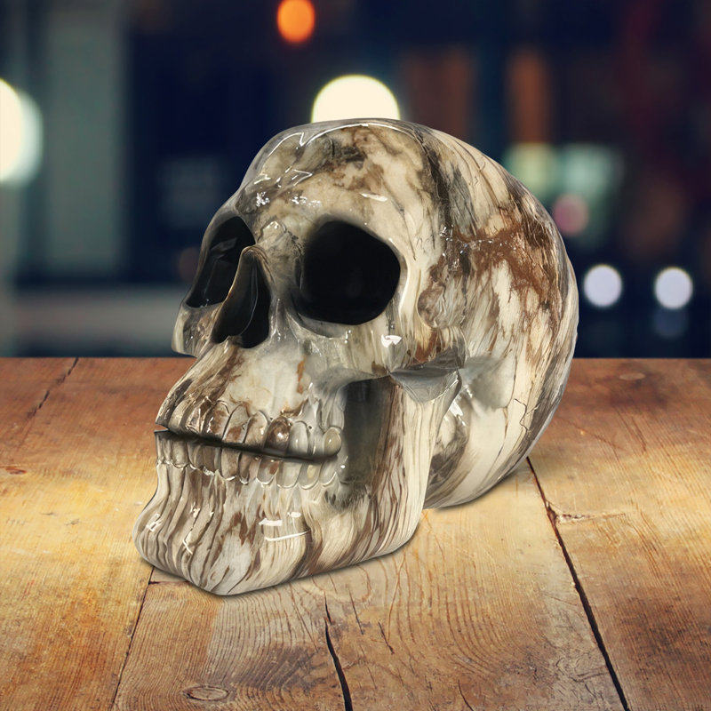 7"W Skull Beige Figurine