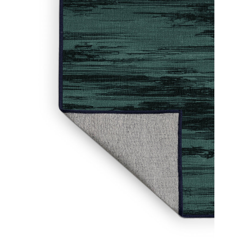 Tapis bleu abstrait lavable à la machine, Carré 5 pi