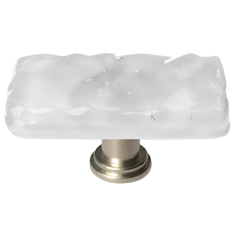 Poignée de meuble longue en verre Glacier, Bronze frotté à l'huile, Gris bleu, Poignée longue Skinny