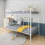 Lit superposé plateforme simple en métal, sans sommier, peu encombrant, barrière de sécurité complète, blanc pour chambre d'amis-1195558502