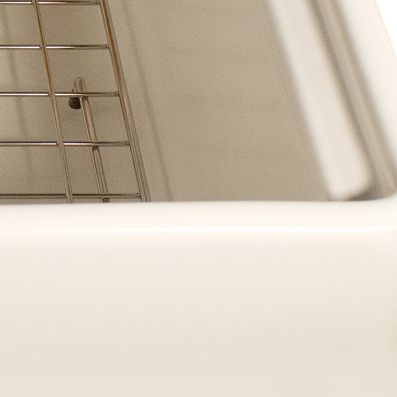35.75 Inch European Fireclay Farmhouse Prep Station Sink, Matte White