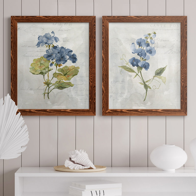 Lin bleu géranium - ensemble de 2 reproductions d'art, Toile encadrée, H 20 po x l 17 po, Érable