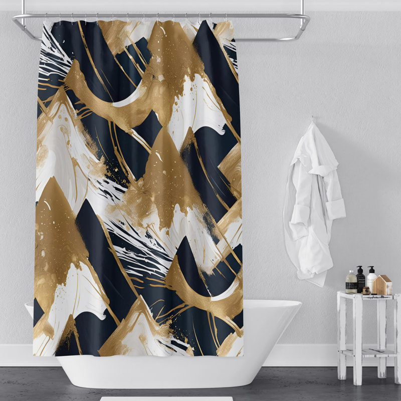 Rideau de douche abstrait Gwenavere, H 93 po x l 70 po