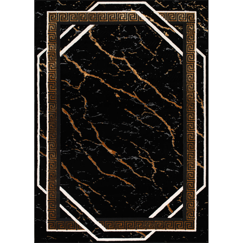 Monaco Series Abrstract Black/Gray/Ivory/Beige Area Rug, Rectangle 7'9" x 10'2"
