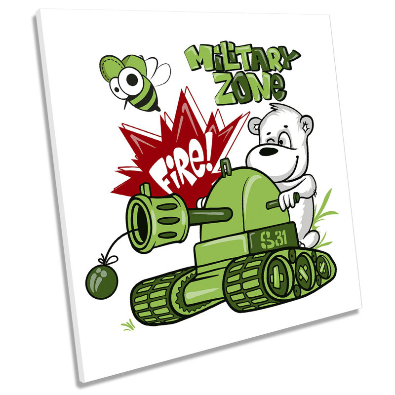 Military Zone Tank Fire - Wrapped Canvas Print, 60cm H x 60cm W x 2cm D
