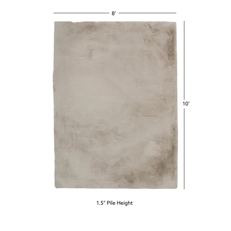 Jalissia Faux Rabbit Fur Hand Tufted Solid Color Rug, Rectangle 8' x 10'