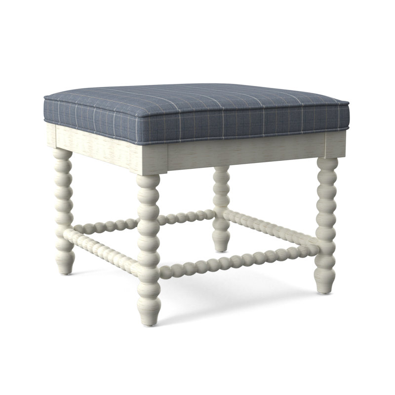 Banc en bois massif Louisa, Finition blanc givré antique, Lapis écossais 0126-63